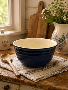 Cobalt Blue Stoneware Bowl Antique